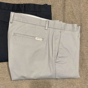 Calvin Klein Flat Front Slim Fit Grey Pants 34x30